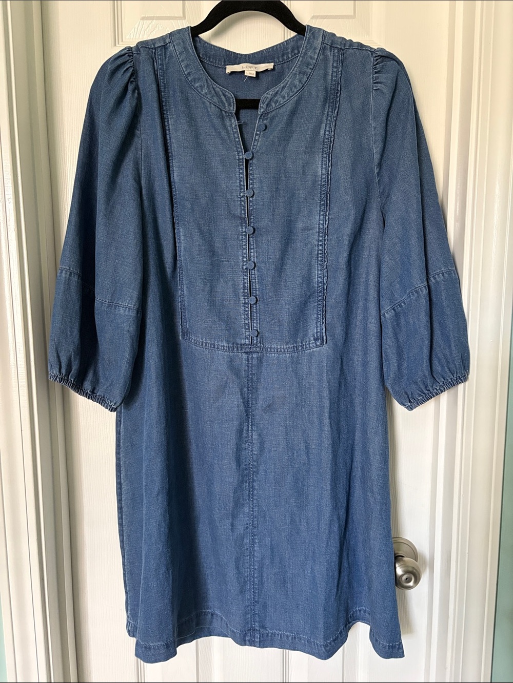 LOFT chambray 3/4 sleeve Dress